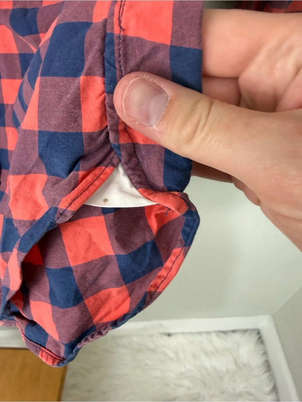 J. Crew Orange and Navy Check Button-Down Shirt Sz Small Slim Fit